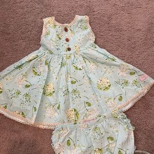 Hydrangea print Sweet Honey Dress with Bloomers